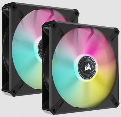 FA-140CMLERD+C Corsair iCUE ML140 RGB ELITE Premium 140mm PWM Magnetic Levitation Fan - Dual Fan Kit with iCUE Lighting Node CORE