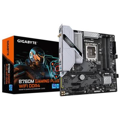 MB-GB760MGPD4+W Gigabyte B760M GAMING PLUS WIFI DDR4 B760 Express Chipset Gen 12/ 13/ 14 LGA 1700 Micro ATX Motherboard with WiFi