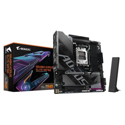 MB-GB840MAE+W Gigabyte B840M AORUS ELITE WIFI6E B840 Chipset AMD Ryzen AM5 Socket Micro ATX Motherboard with WiFi