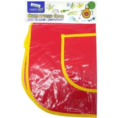 6009608644160-RD Marlin Multi Purpose Kids Plastic Aprons - Red