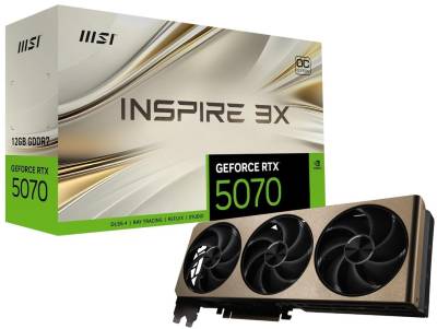 RTX5070INSPIRE3XOC12GB MSI Nvidia GeForce RTX 5070 Inspire 3X OC 12GB GDDR7 PCI-e 5.0 x16 Graphics card, DP, HDMI