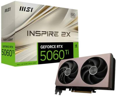 RTX5060TIINSPIRE2XOC16GB MSI Geforce RTX 5060 Ti 16GB Inspire 2X OC PCI-e 5.0 x16 Graphics card, DP, HDMI