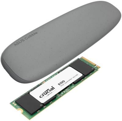 COBBLE-1TB-BUNDLE-G Asus Cobble M.2 Type-C USB 3.2 Gen2 x1 enclosure and Crucial E100 1TB NVMe Bundle - Grey