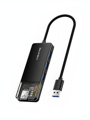 CT-HUBT1-PB-0.2M CableTime 4 Port USB A 3.0 Hub Superspeed 5Gbps with Power Supply