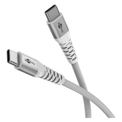 70193 Goobay White USB-C Supersoft Textile 1m Cable with Metal Plugs
