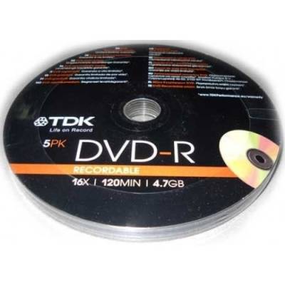 4902030786717 TDK DVD-R 5 Pack Recordable 16x 120min 4.7GB recordable DVD Media