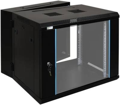 ZELI-9U/400/200/1F/NE Unbranded Zone Lite 9U wallbox 400 deep + 200 swing Frame + single fan Black