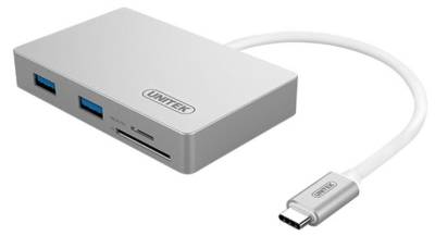 HUB-USB3C-2P+CR Unitek Y-9319 Type-C 2-Port USB3.0 Hub with Power Delivery and SD/Micro SD Card Reader