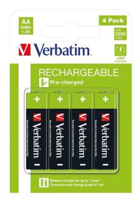 M49517 Verbatim AA Premium Rechargeable Batteries Hr6 - 4 Pack